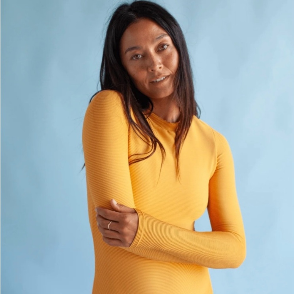 OF ONE SEA
Women's Long Sleeve Zip Up in Yellow Ribbed